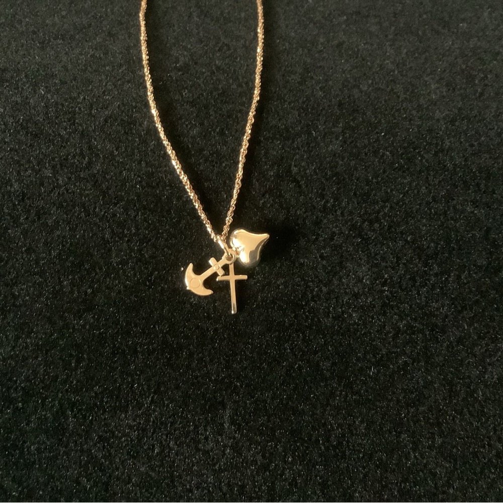 Elegant Gold Anchor and Cross Necklace